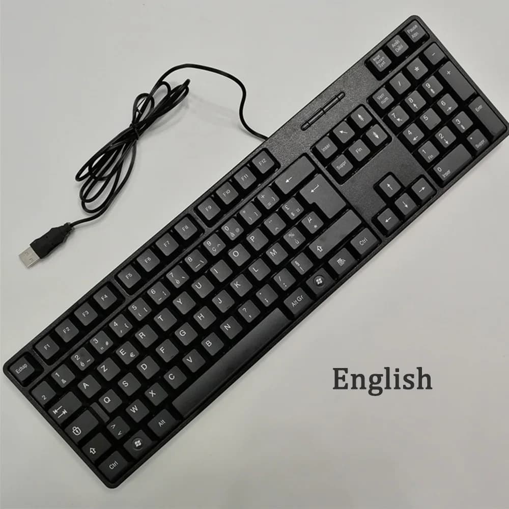 104 touches arabe russe français espagnol USB clavier filaire clavier Plug and Play conception ergon