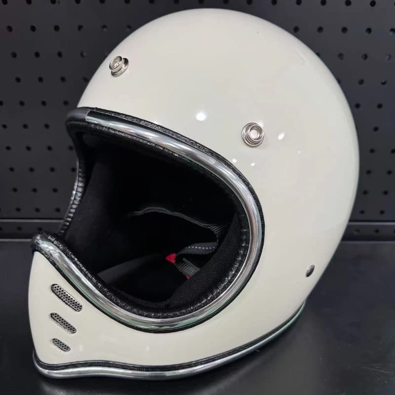 Petit casque à nez pointu, jante argentée chromée, casque de moto rétro en fibre de verre, casque in