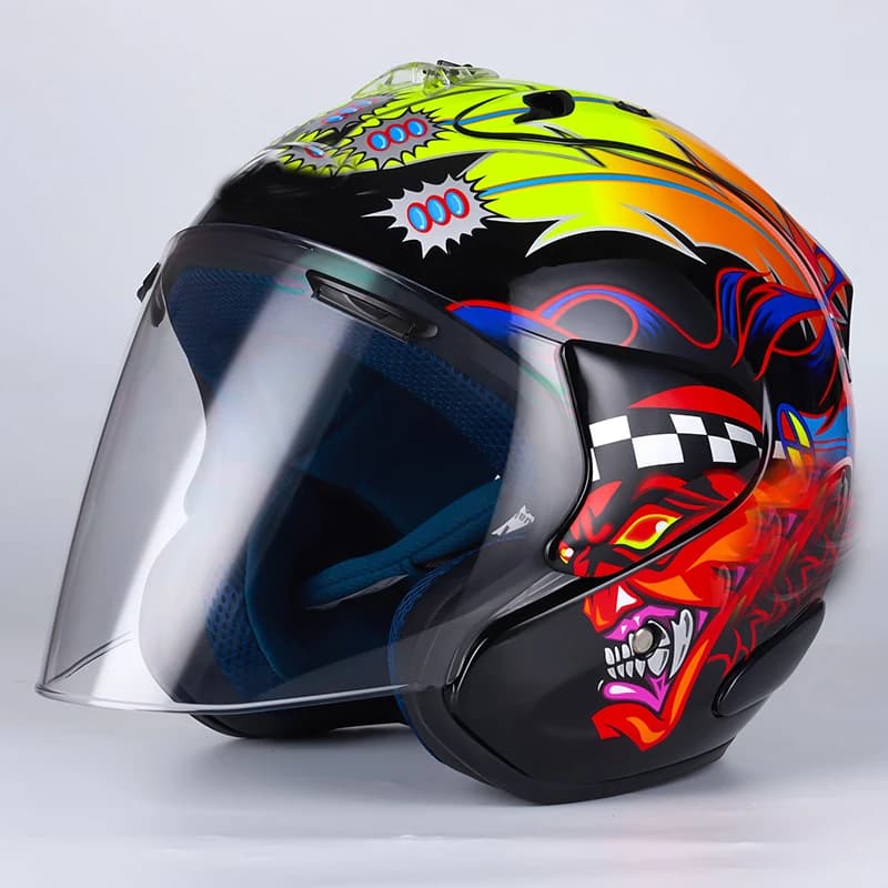Casque de moto de course à visage ouvert pour femmes et hommes, Casque de sécurité de saison d'été, 