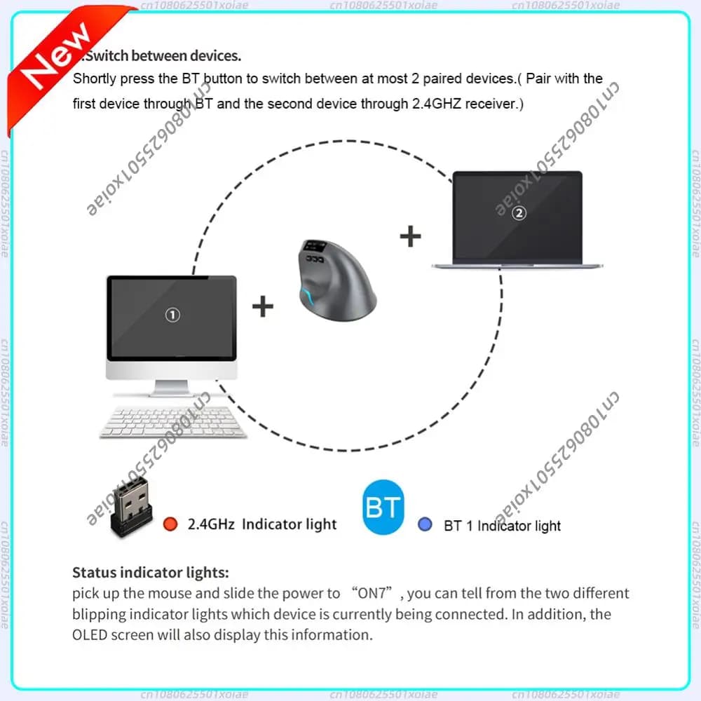 Souris de jeu sans fil F-26C, ergonomique, 3200DPI, 8 boutons, 2.4G, Rechargeable, pour PC portable,