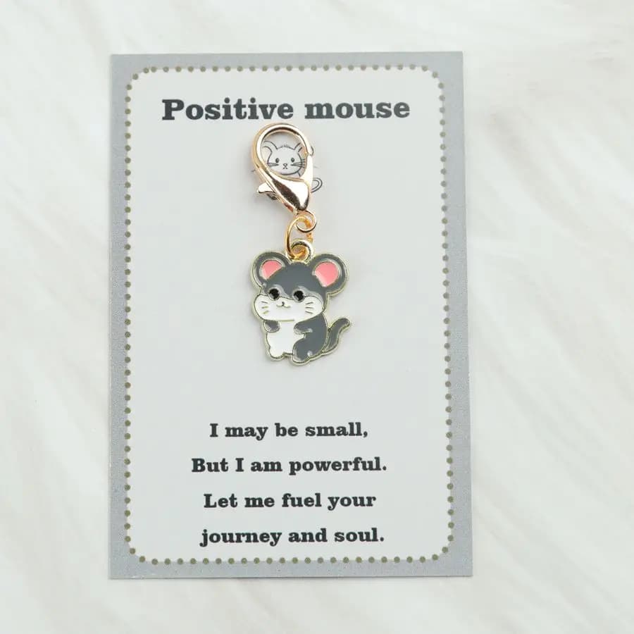 1 pièce / 2 pièces Porte-clés mignon en forme de petite souris avec carte de motivation accompagnant