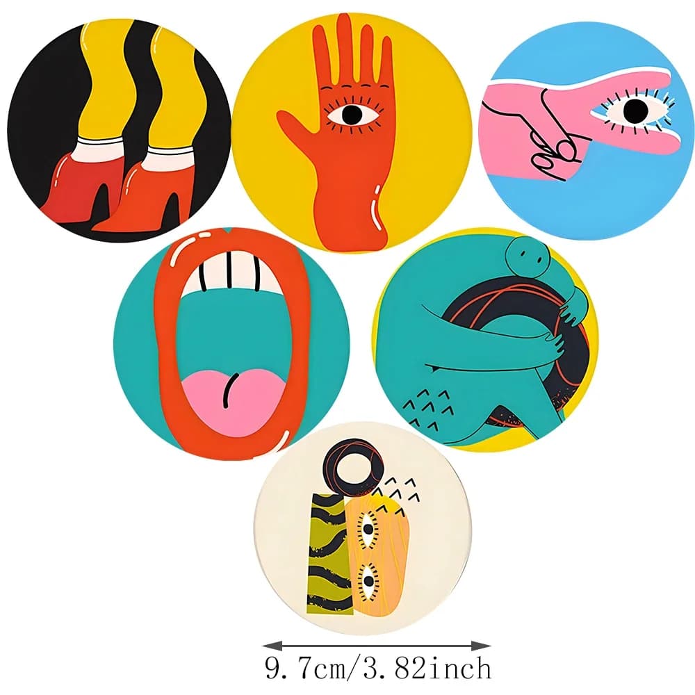 6 pièces tapis de tasse dessous de verre style Picasso bois tasse boisson tapis plaque sous-verres p