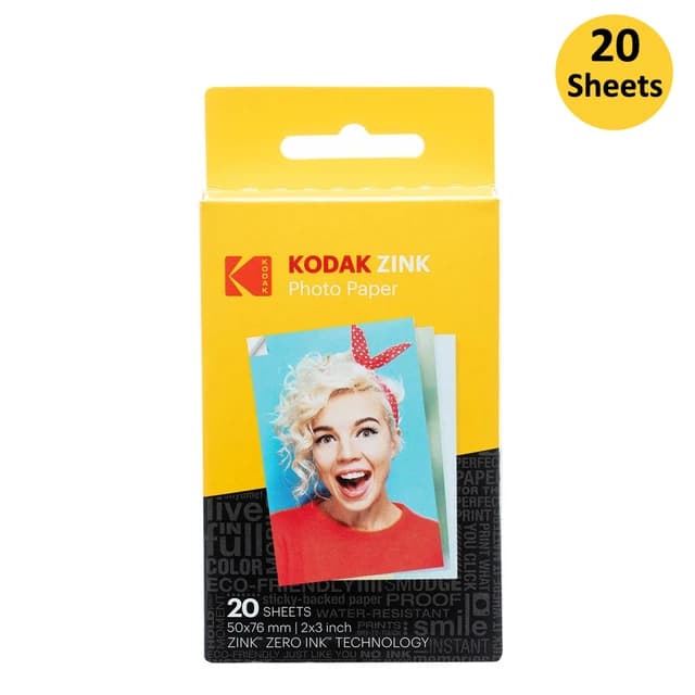 20 à 100 feuilles de papier photo Zink Premium 2"x3" pour Kodak, compatibles avec Kodak Smile, Kodak