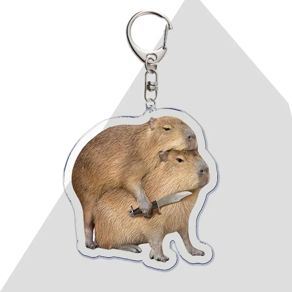 Porte-clés en acrylique Capybara créatif, porte-clés animal de dessin animé mignon, pendentif de sac