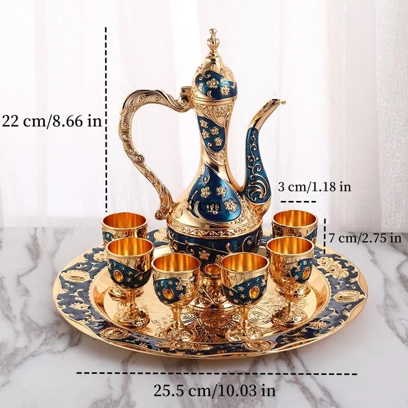 Ensemble de vin, ensemble de verres à vin en alliage, verre à vin Vintage européen exquis, décoratio