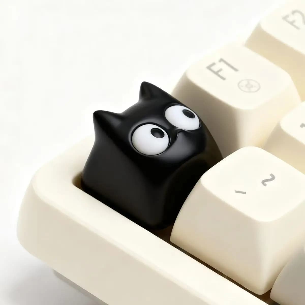 Petit capuchon de touche noir créatif en résine, mignon, pour clavier mécanique, dessin animé, 1U, t