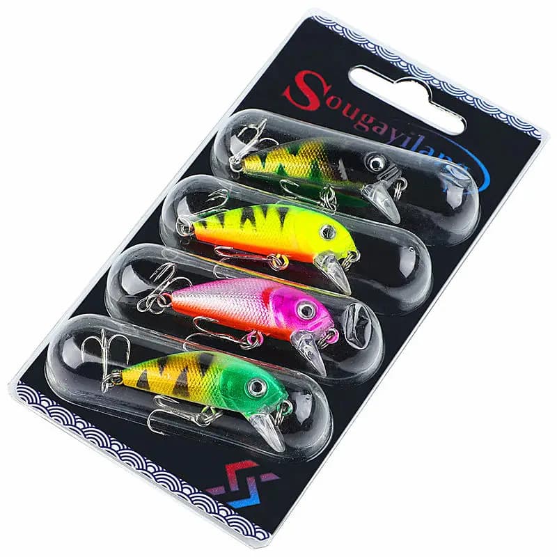 Sougayilang ensemble d'appâts De pêche 4 pièces Wobbler crochet Anti-corrosion leurre De pêche au ba