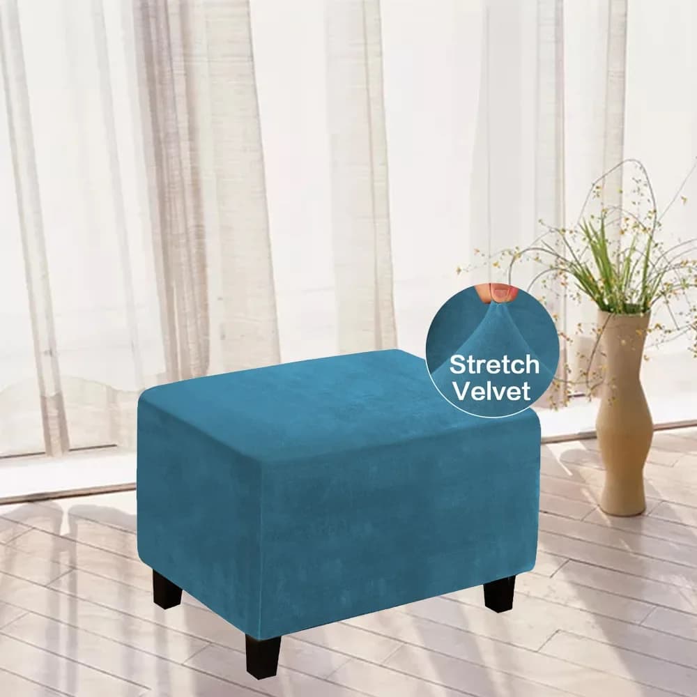 Housse de tabouret ottoman rectangulaire en velours, housse de canapé carrée élastique pour repose-p