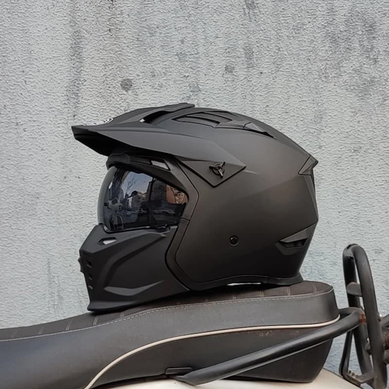 Nouveau Casque de Moto Vintage Casque Moto noir guerrier combinaison Casque demi-Casque complet Crui