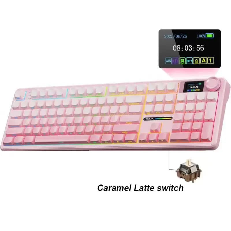 AULA F108 Pro clavier mécanique de jeu Tri Mode personnalisé multi-boutons écran rvb Esports clavier