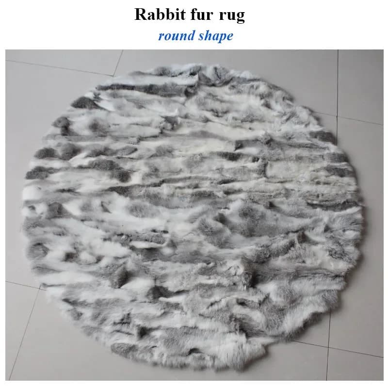 MS.Softex-Tapis en fourrure de lapin véritable, tapis en fourrure naturelle, tapis de maison, forme 