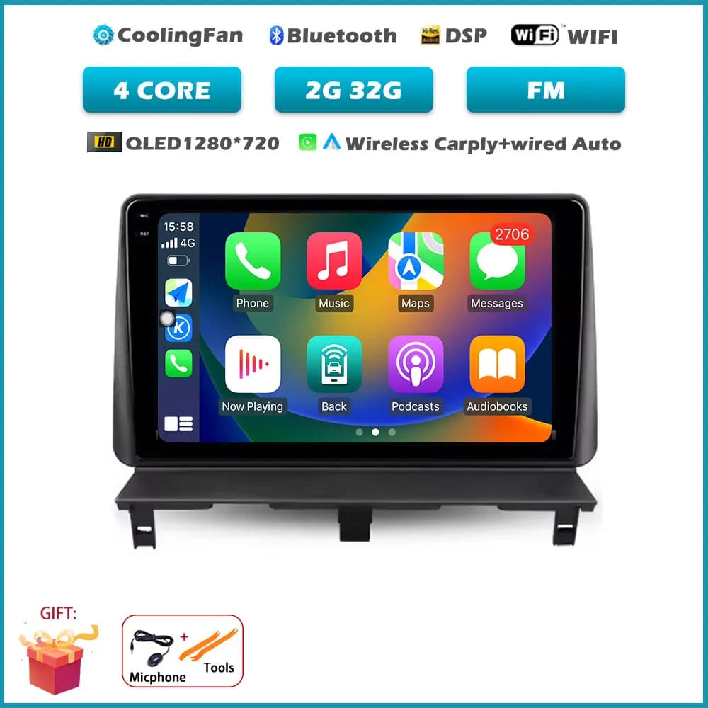 Autoradio Carplay pour Peugeot Partner 1 2002-2008 Partner origine 1 2008-2011 GPS Android Auto lect