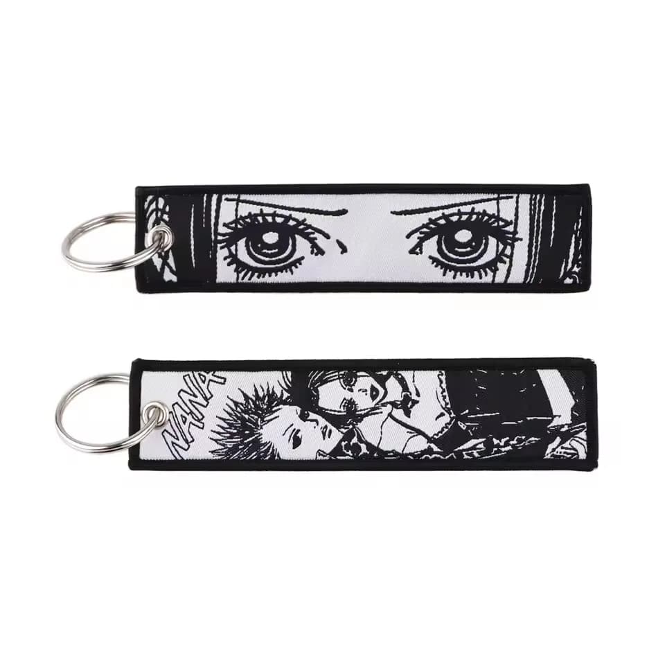 Porte-clés Manga japonais NANA pour motos et voitures, personnage de dessin animé brodé, étiquette, 