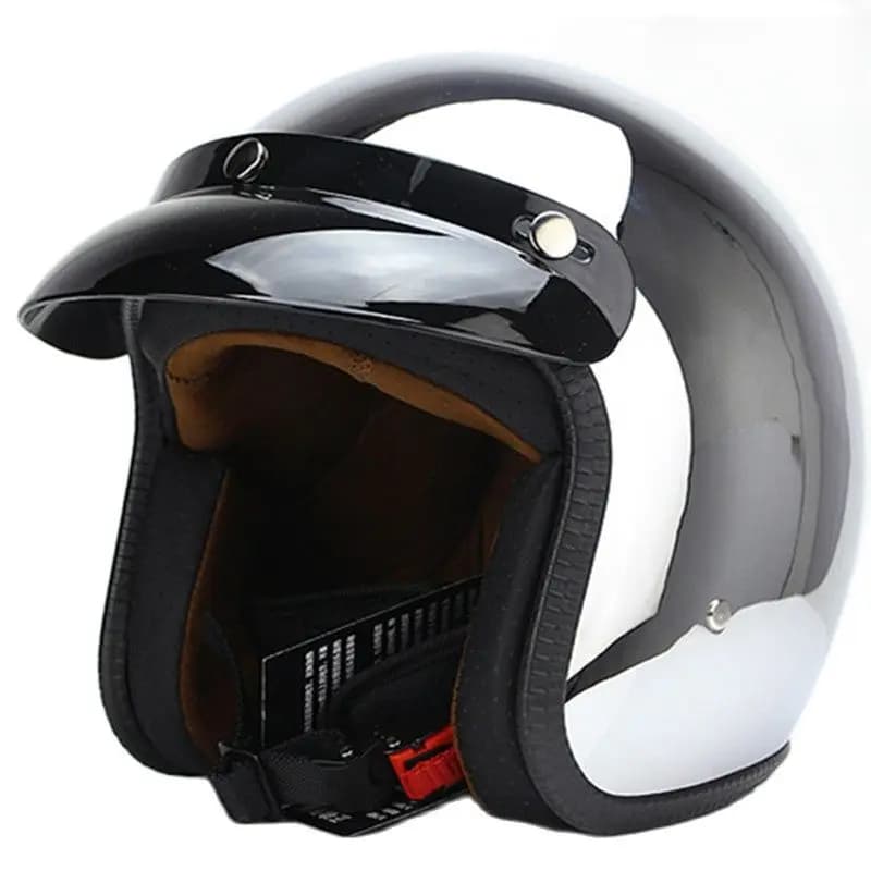 Casque de moto rétro, miroir de Scooter électrique réfléchissant par galvanoplastie, demi-casque arg