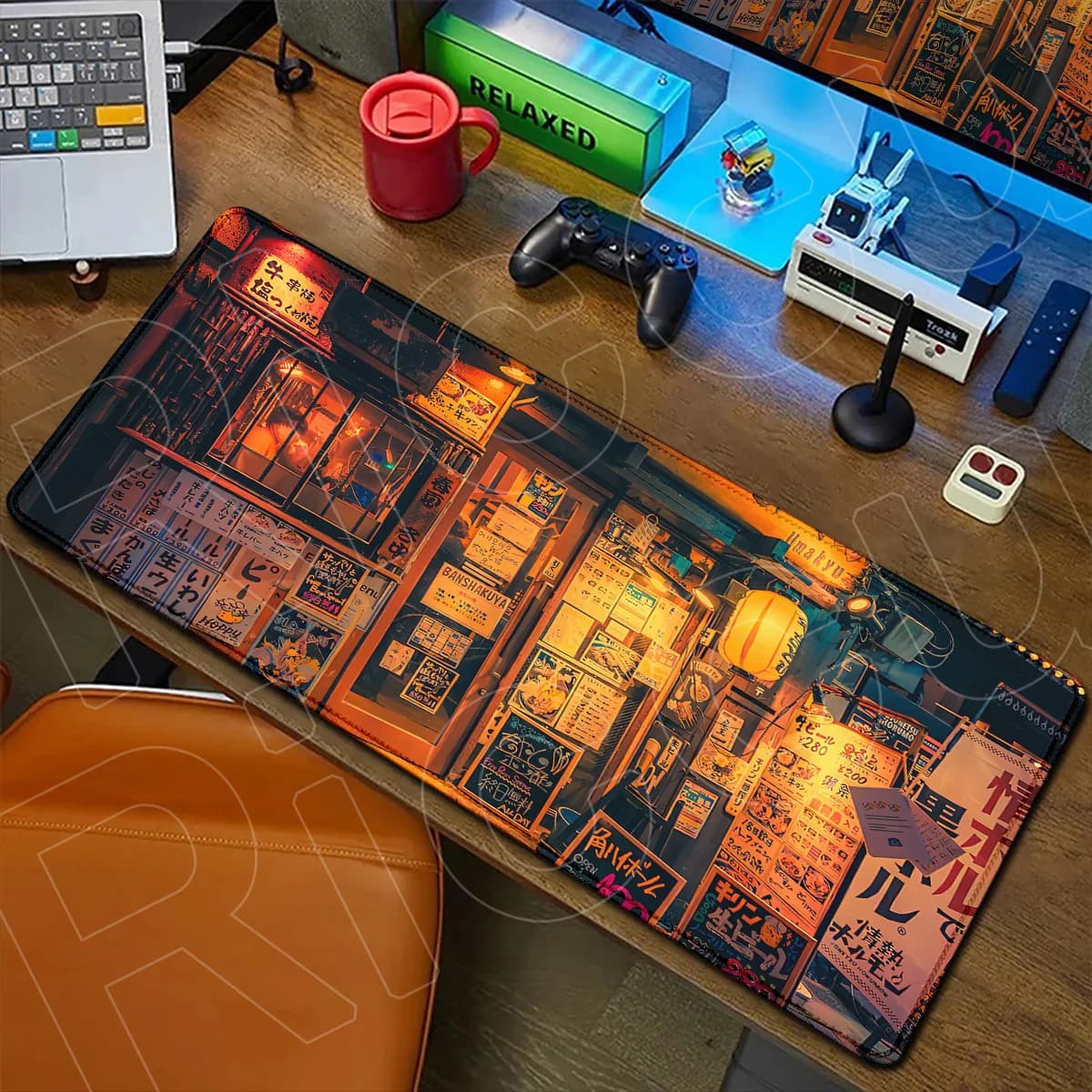 Tapis de bureau antidérapant en caoutchouc 900x400mm, design japonais, grand tapis de souris et de c
