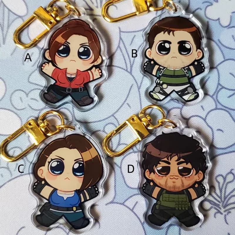 Porte-clés en acrylique miniature Resident Evil 2, jouet de collection pour les fans