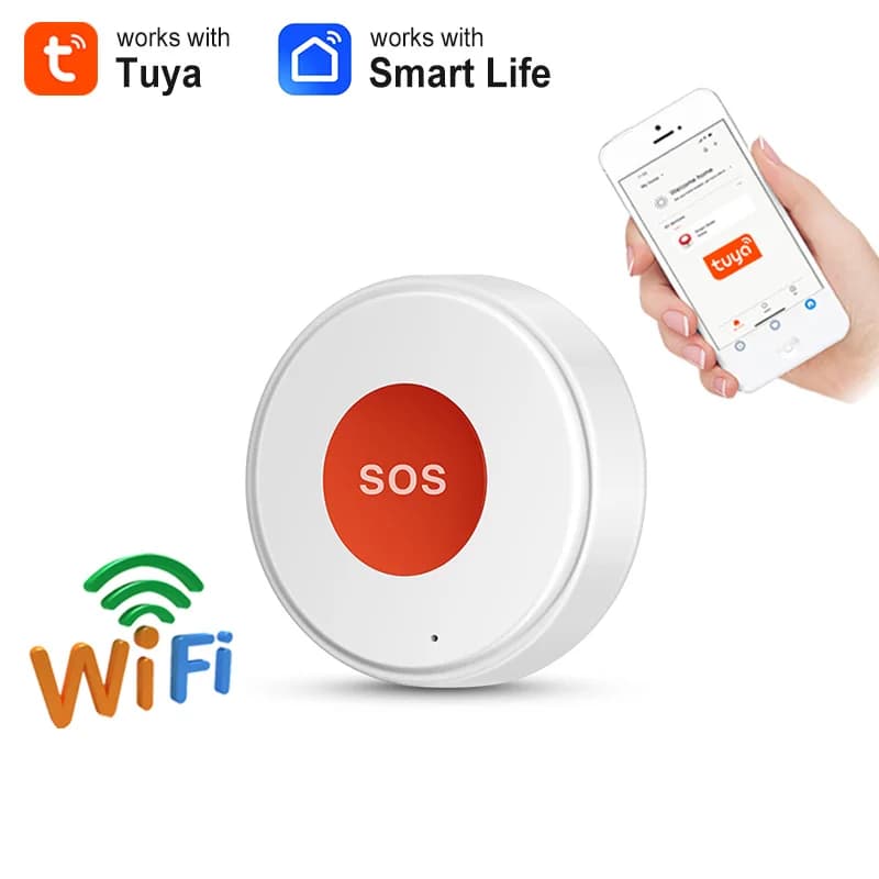 Tuya WiFi SOS bouton une clé d'urgence sans fil alarme de sécurité dispositif de panique pour les en