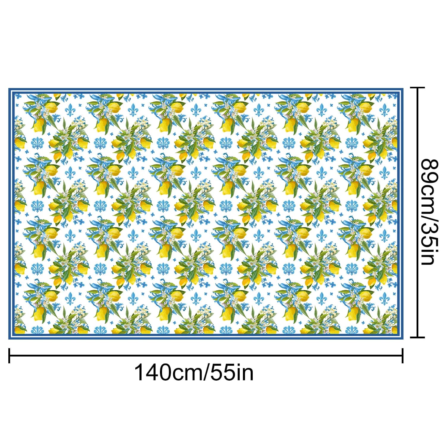 Nappe d'été méditerranéenne motif citron rond/rectangulaire - Décoration de table intérieure/extérie