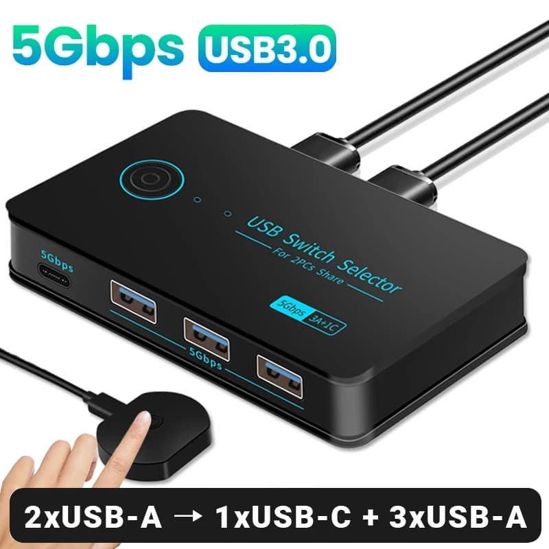 USB3.0 KVM commutateur Hotkey pour PC clavier souris imprimante 2 pièces partage 4 appareils USB com