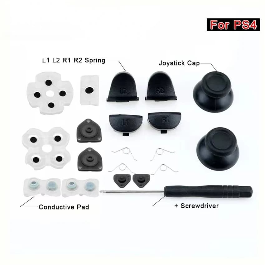 Kit de réparation pour manette PS4 : Boutons de déclenchement L1 R1 L2 R2, joysticks analogiques 3D,
