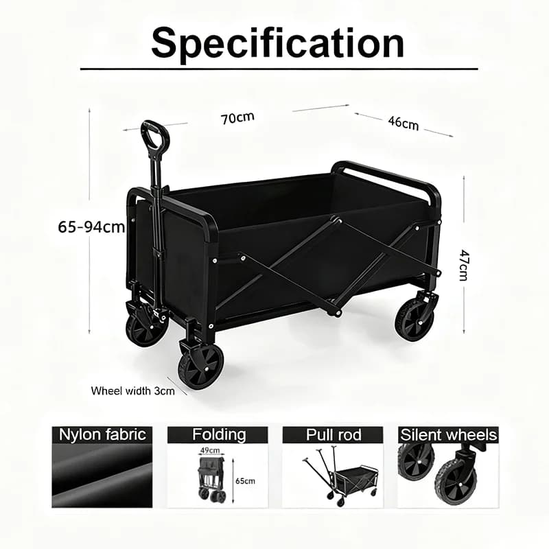 Chariot de jardin portable, chariot de camping, chariot de courses, chariot pliable, chariot de tran