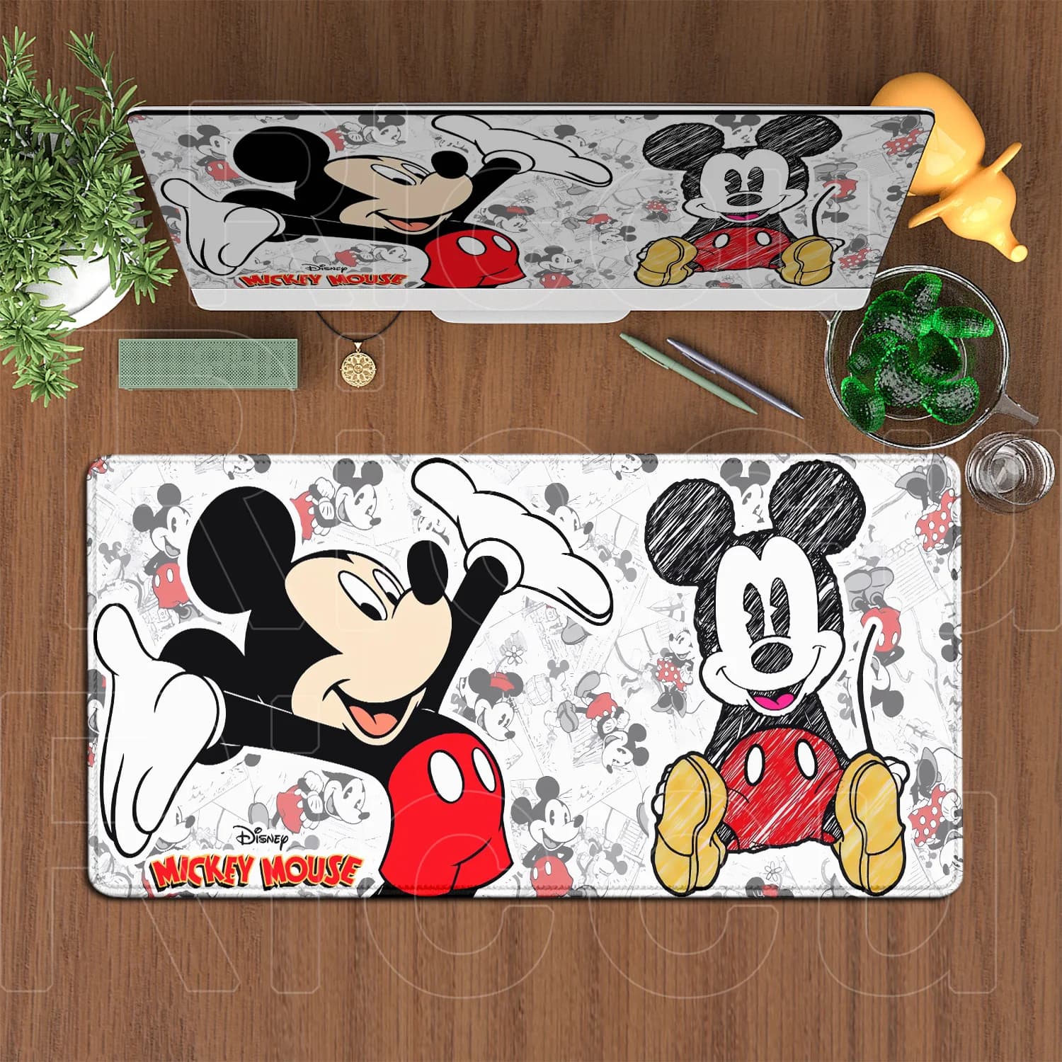 Kawaii Anime Mickey tapis de souris de jeu 120x60 cm bord de verrouillage Disney tapis de souris sur