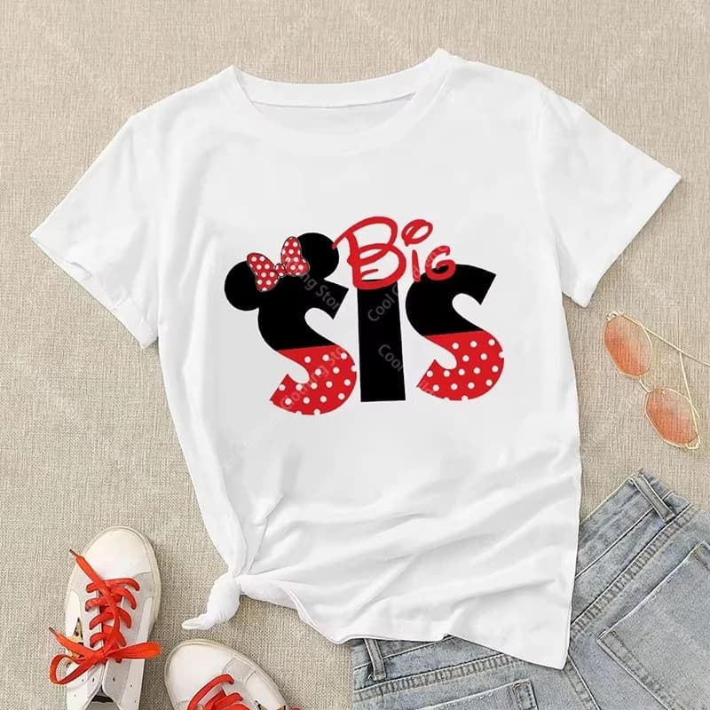 T-shirts assortis pour la famille, motif dessin animé souris et lettres, hauts décontractés blancs p