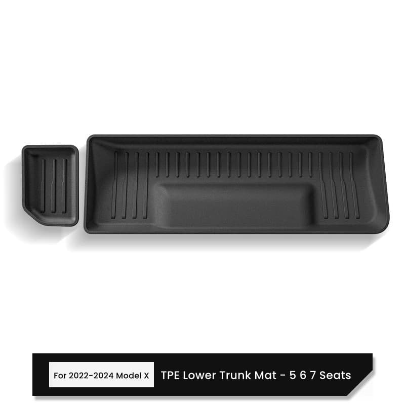 Tapis de Coffre Avant et Arrière en TPE pour Modèle X, 5, 6, 7 Places, Tous Temps, Antidérapant, Pol