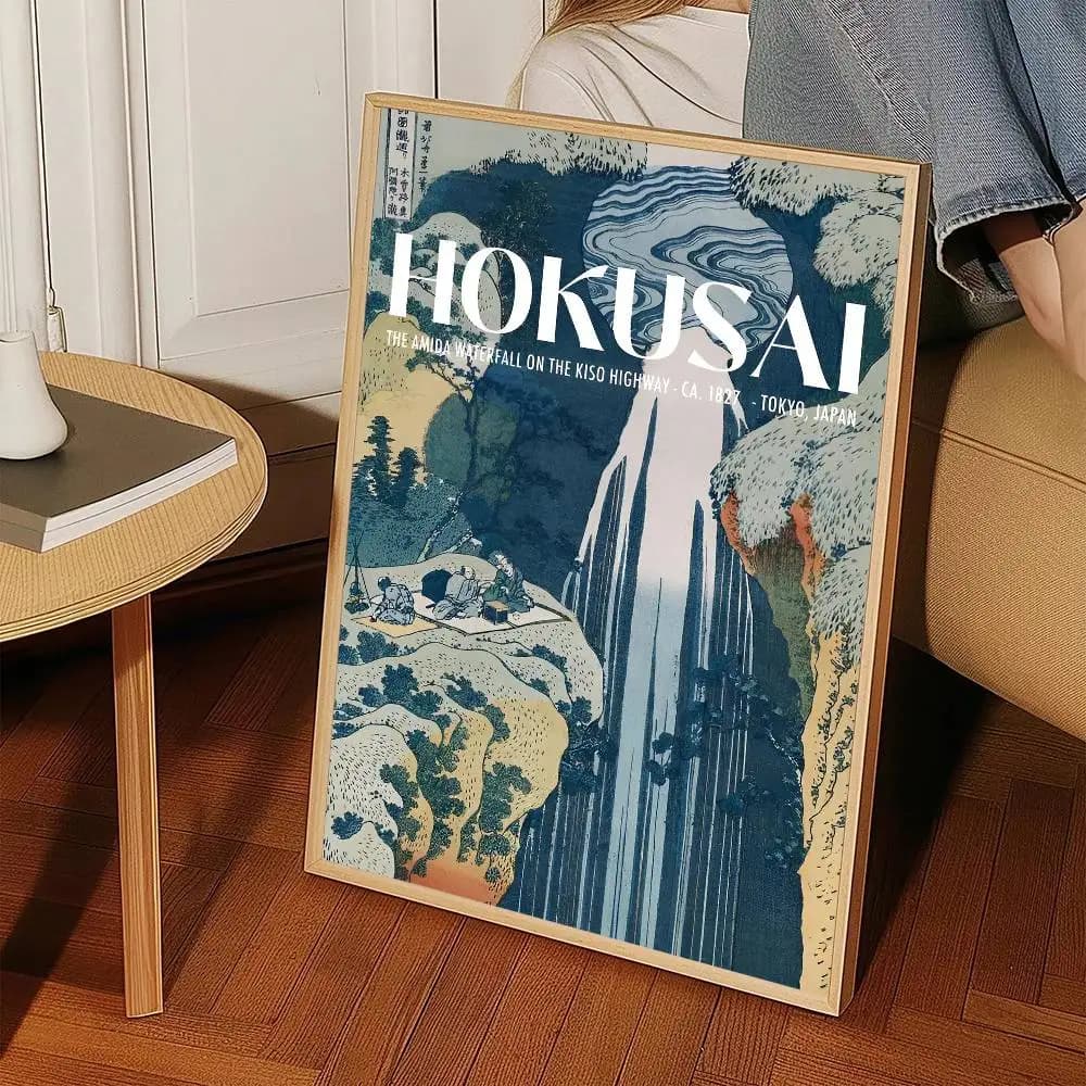Katsushika Hokusai Great Wave Off Kanagawa Art Vintage Poster HD Home Decor Sticky Wall Waterproof H