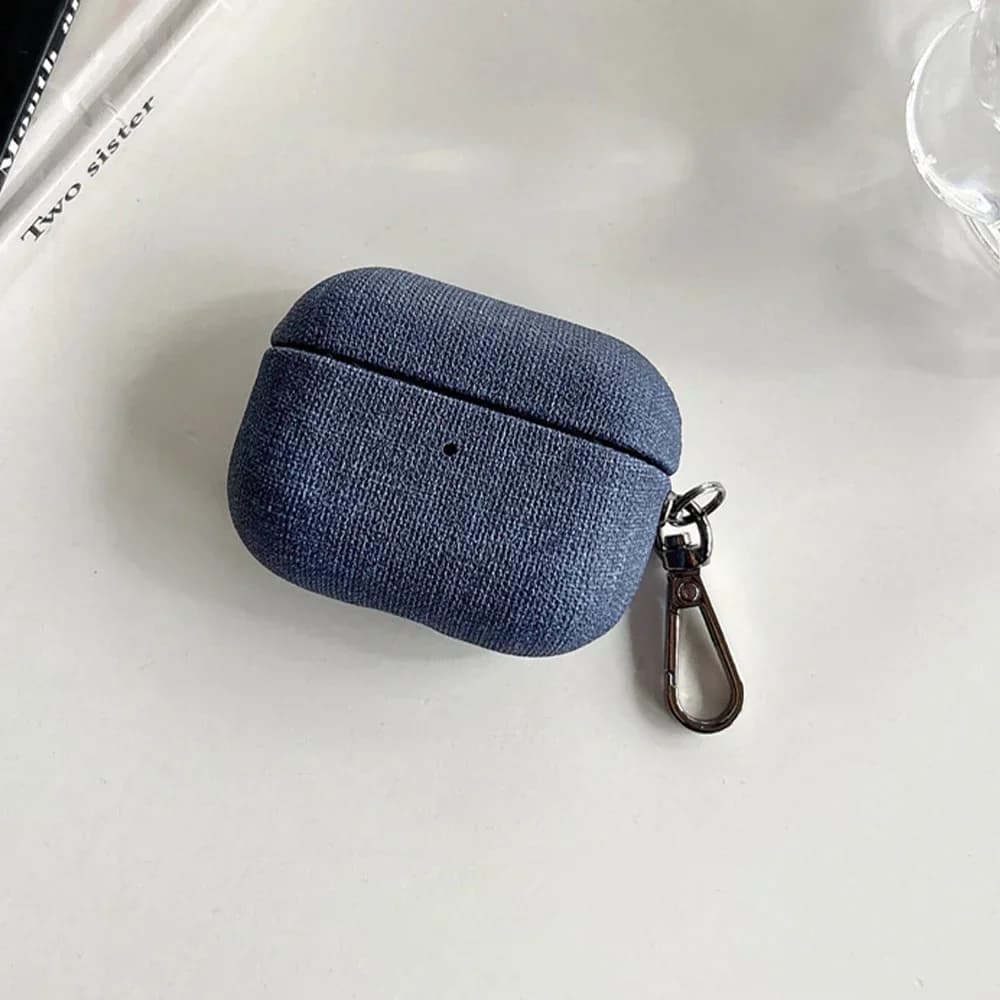Étui Airpods 4 3 Pro 3 2 en tissu protecteur, avec clé, fermoir en métal, housse pour écouteurs Blue