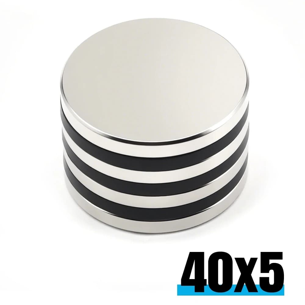 Disque rond aimanté en néodyme 40x5mm, extra fort, adhésif et résistant, pour accessoires de salle d