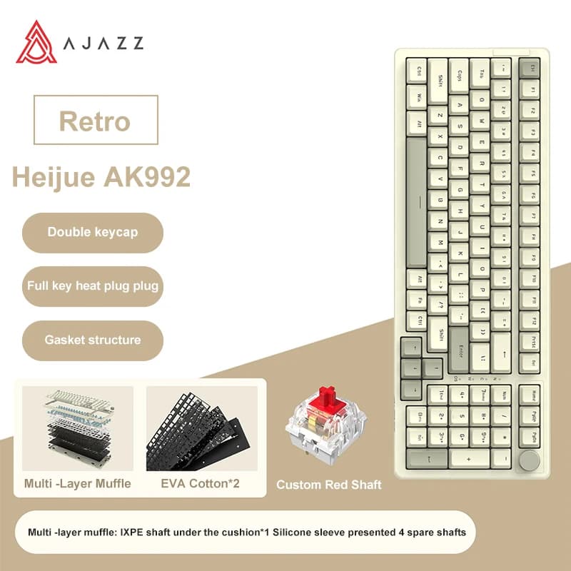 Ajazz AK992 clavier mécanique filaire 98 touches disposition complète clavier de jeu USB échangeable