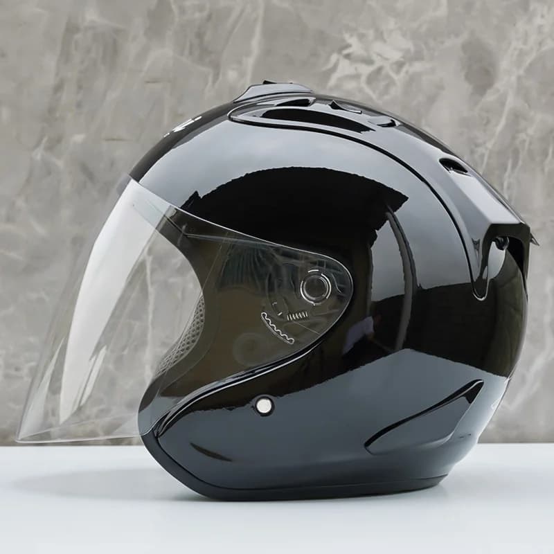Casque de moto pour hommes et femmes Casco Casque DOT approuvé RAM4 demi-casque noir brillant saison