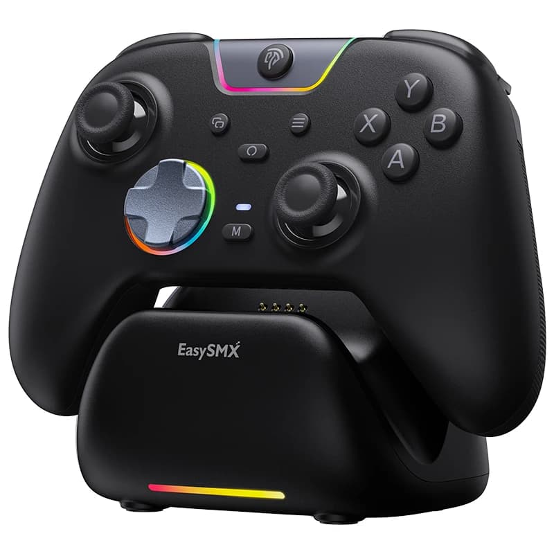 Manette de jeu Bluetooth EasySMX X05 Pro avec station de charge, manette sans fil pour PC, Nintendo 