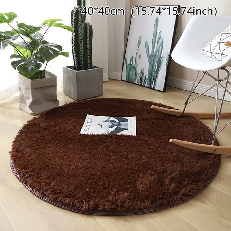 Tapis rond moelleux en laine lea, tapis shaggy, tapis en fausse fourrure, tapis longs en peluche, dé