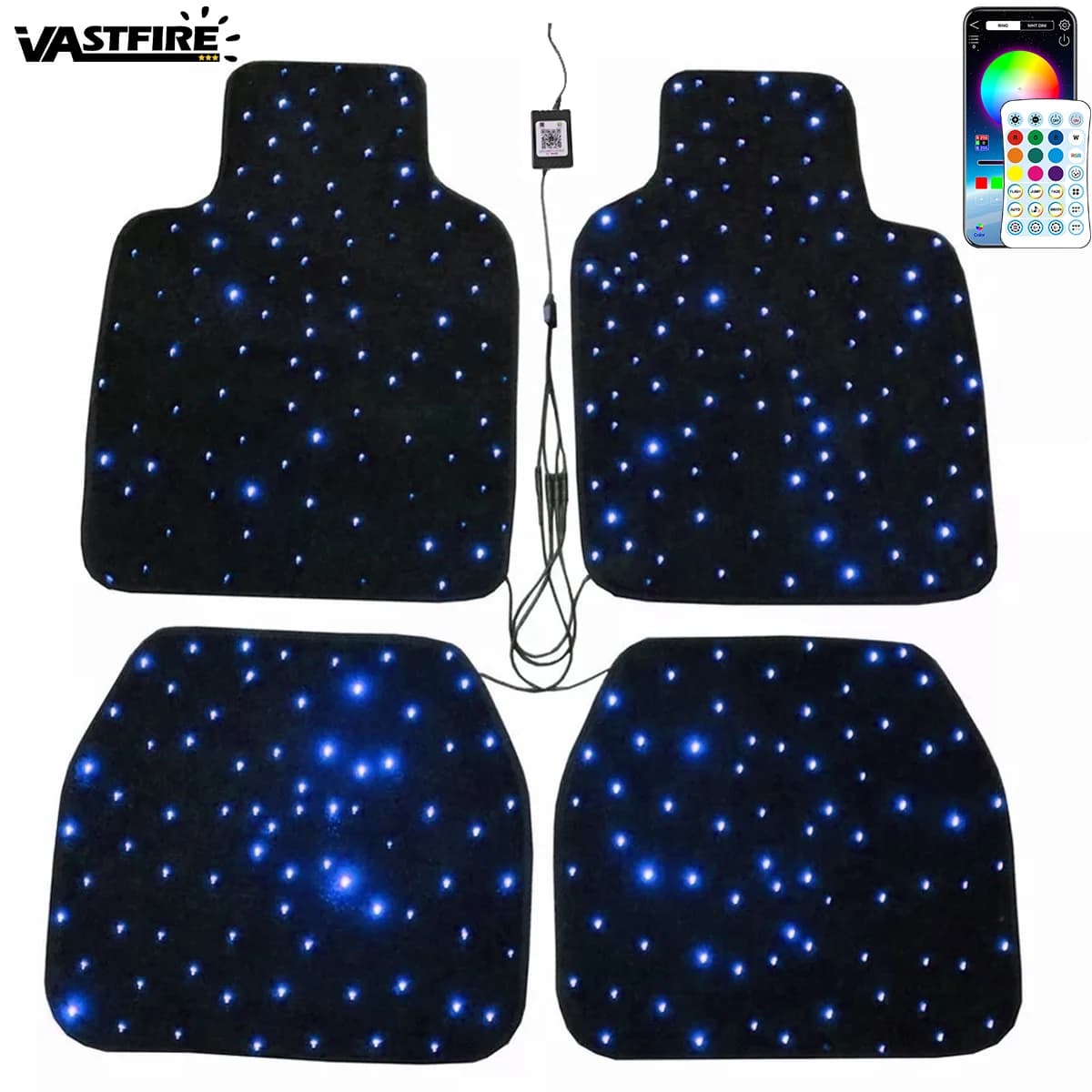 Tapis de sol Starlight avec commande par application, design Starlight LED, tapis antidérapants, tap