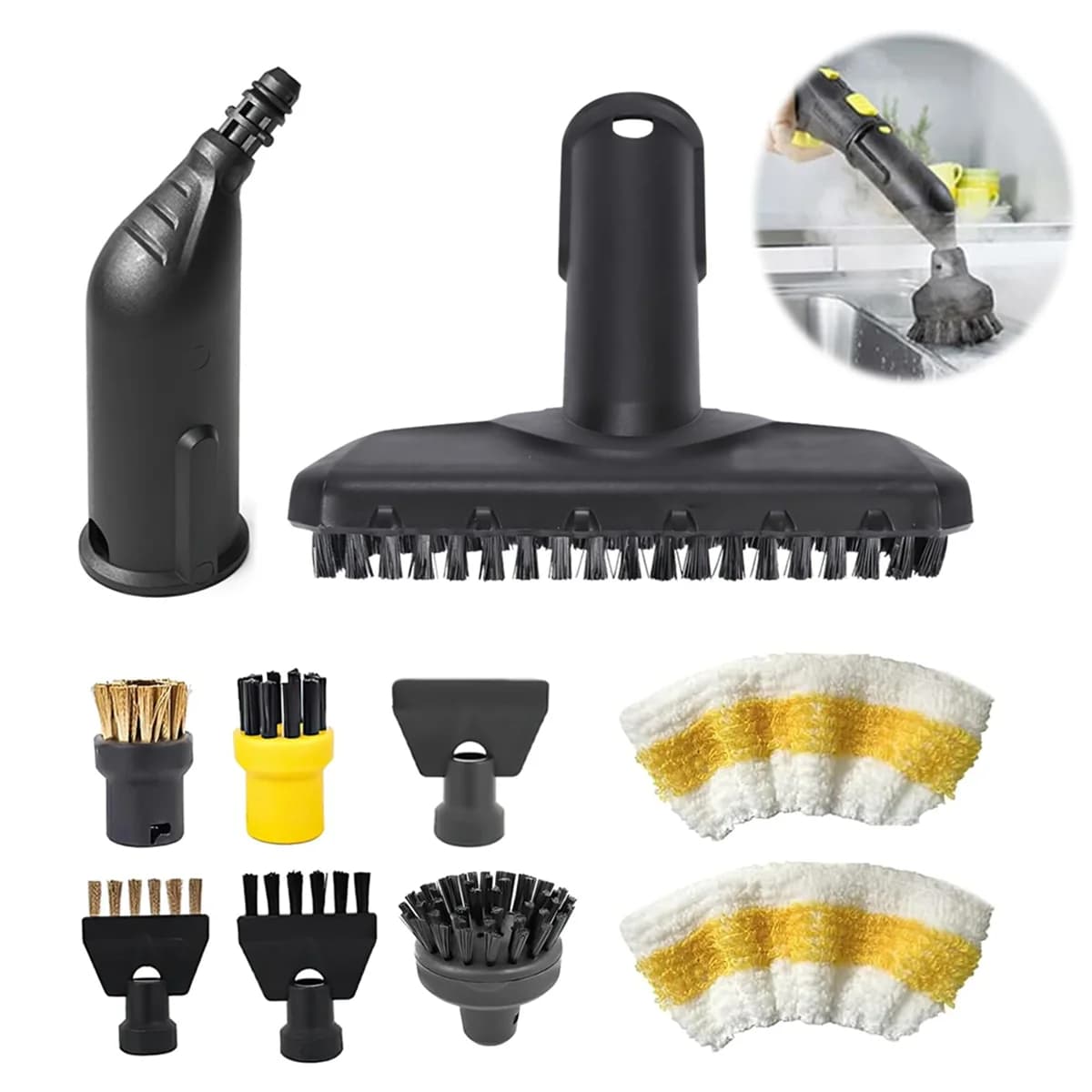 C-ABUB Ensemble d'accessoires 10 pièces pour nettoyeurs vapeur Karcher SC1, SC2, SC3, SC4, SC5 - Com