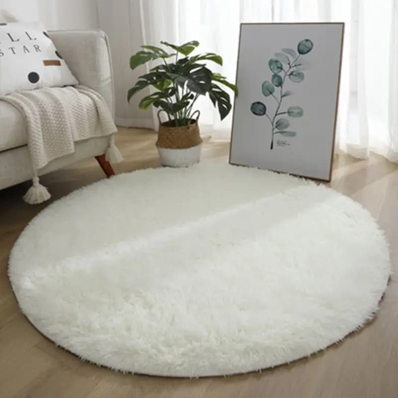 VIKAMA Ins Tapis rond blanc, tapis de sol en fourrure, salon, couverture de maison, chambre à couche