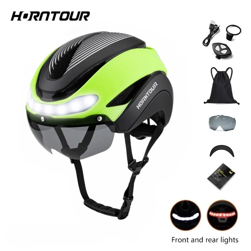 Horntour nouveau casque de vélo casque de vélo de route avec led hommes et femmes Sports de plein ai