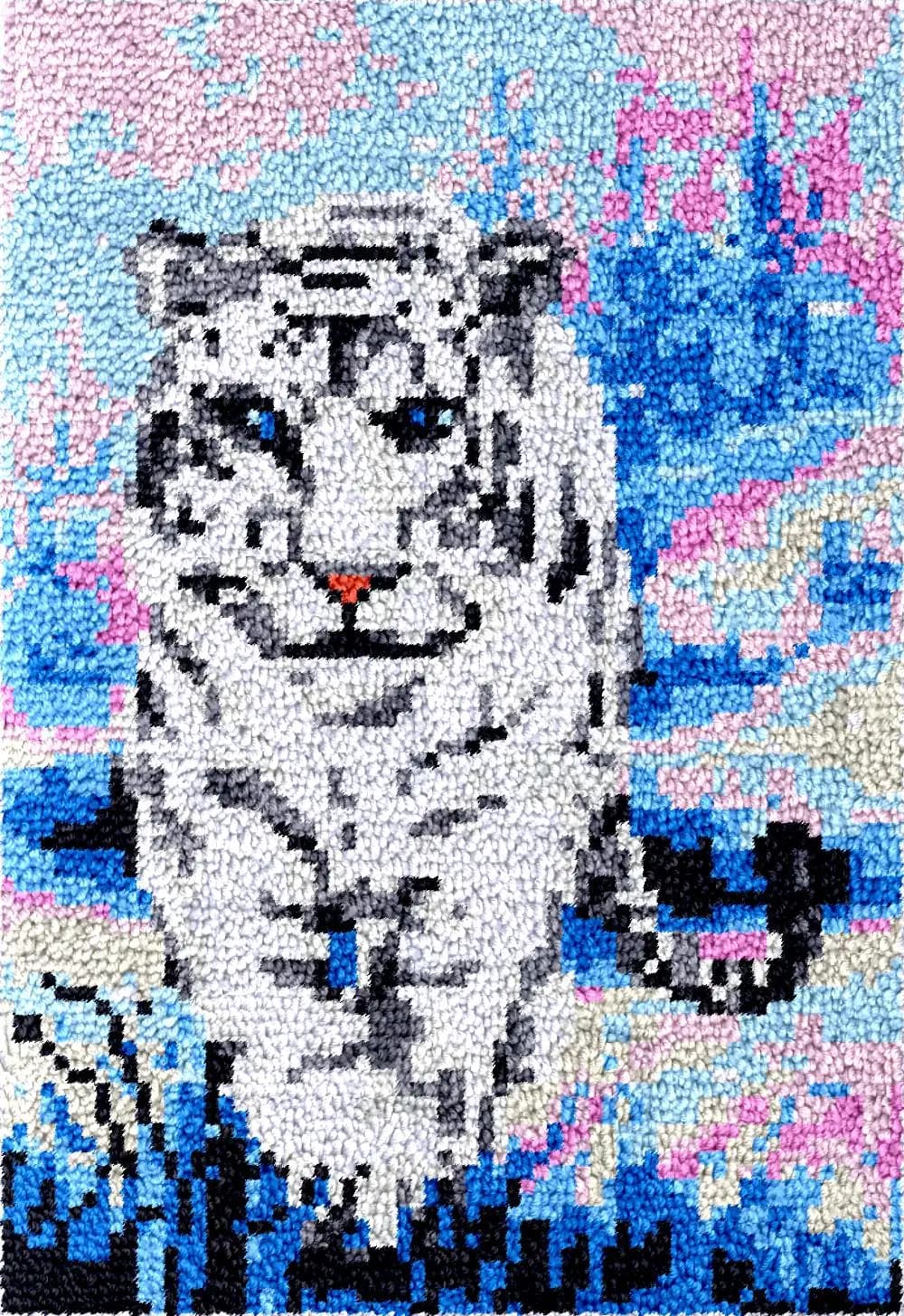 Kits de tapis à crochet de loquet de tigre blanc, artisanat de tapisserie pour adultes, artisanat de