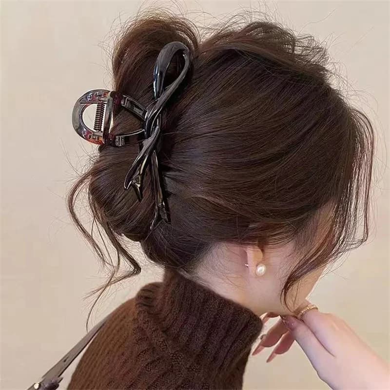 Pinces à cheveux avec nœud en ruban acrylique de 13cm, pinces à cheveux en forme de crabe, Barrettes