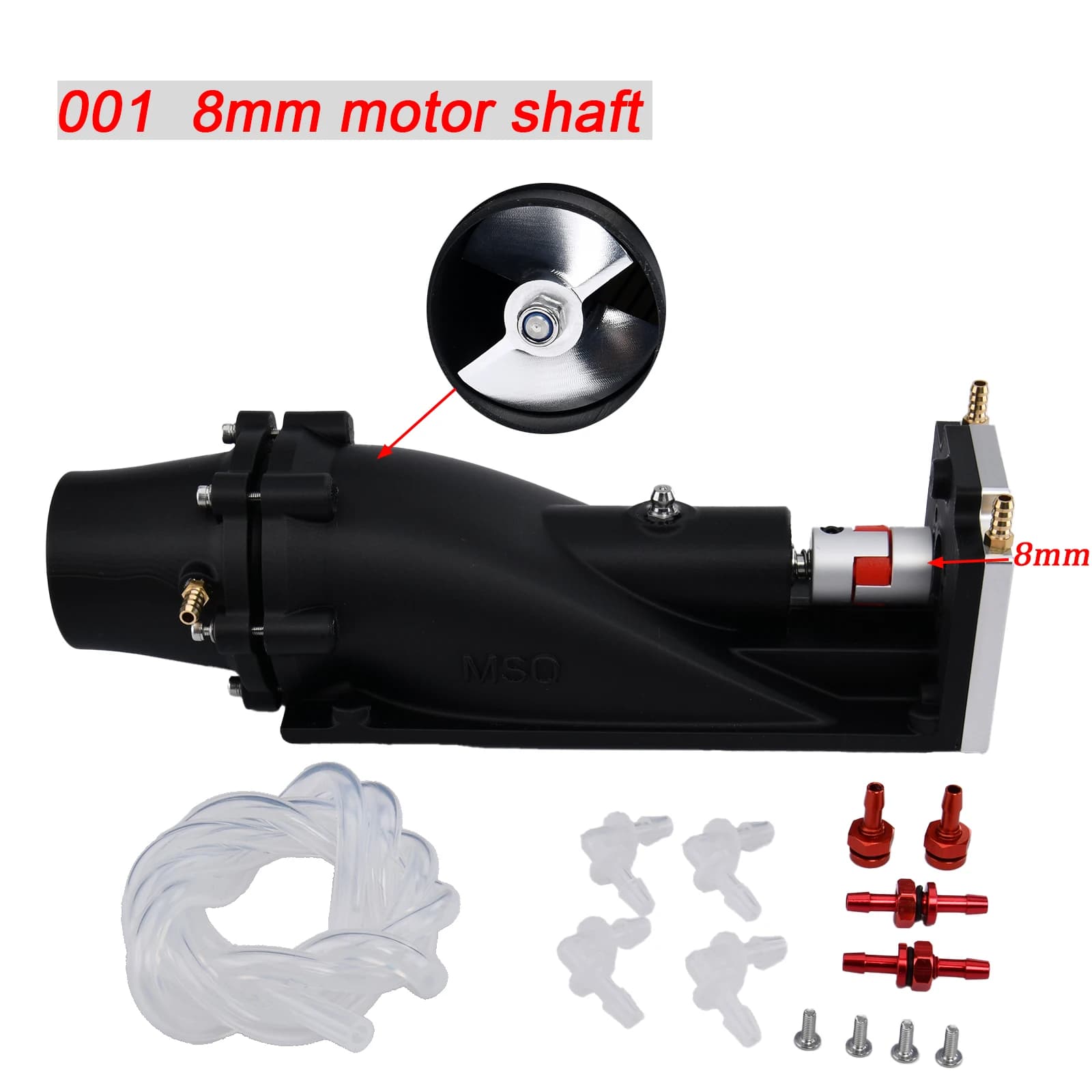 Propulseur à jet d'eau MSQ 50 mm avec 2 pales, hélice 7075, avec/sans boucle de rétroaction, raccord