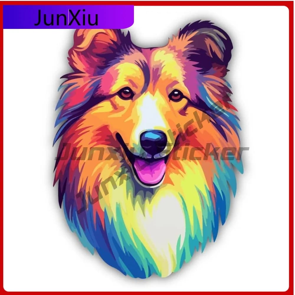 Shetland berger couleur Art vinyle autocollant animaux chiens Occlusion Scratch décalcomanie accesso