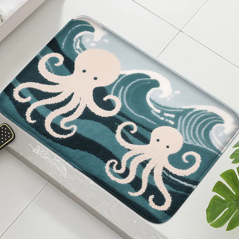 Tapis de sol imprimé étoile de mer, tapis absorbant pour baignoire, petit tapis pour salle de douche