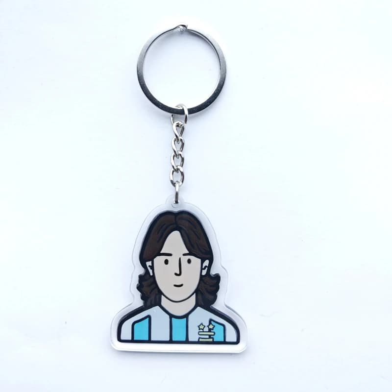 Dessin animé joueur de Football Messi accessoires beau gars acrylique porte-clés hommes sac à dos pe