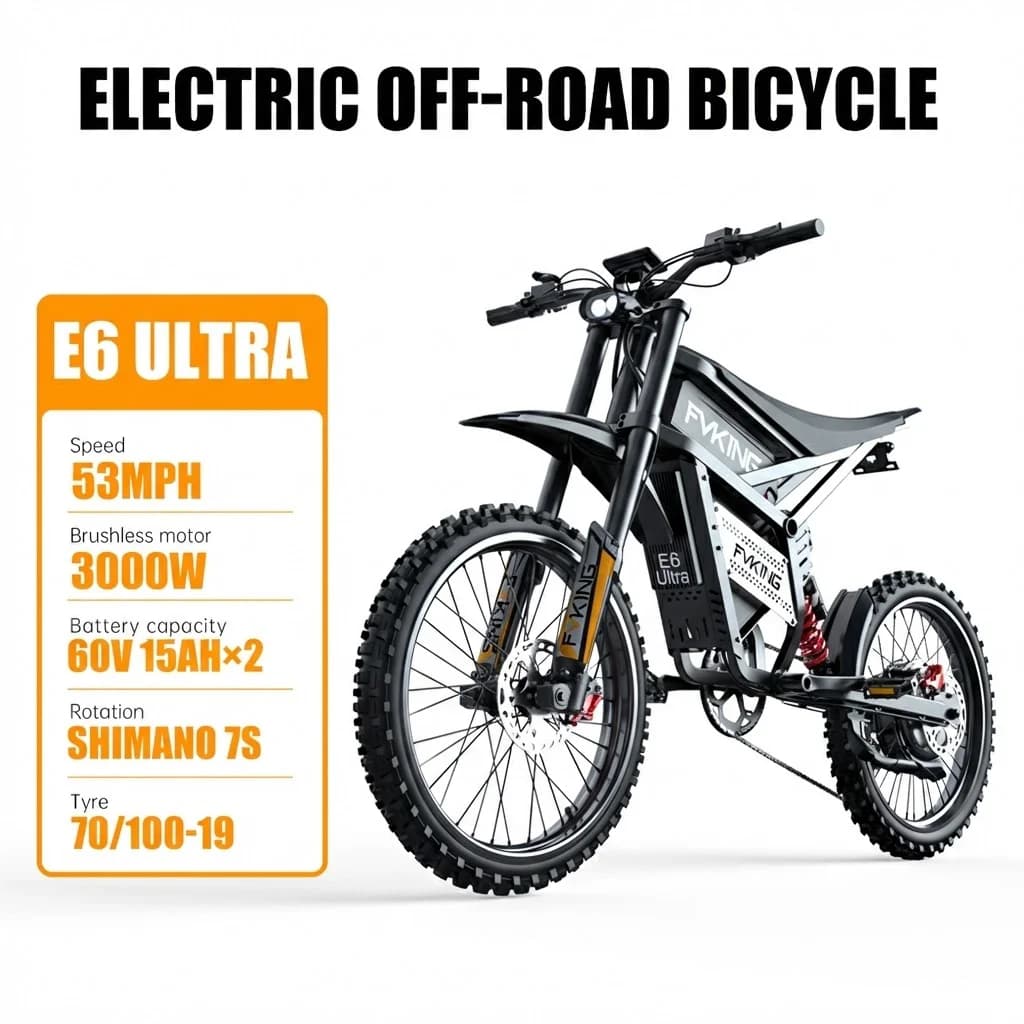 FVKING E6 vélo Ultra électrique 6000W pic vélo de saleté électrique 60V30AH batterie 100km vitesse 8
