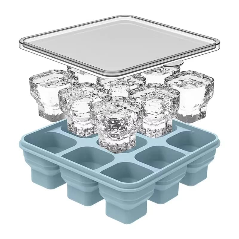 Grand plateau à glaçons en Silicone avec couvercle, grande machine à boules de glace, sphère ronde p