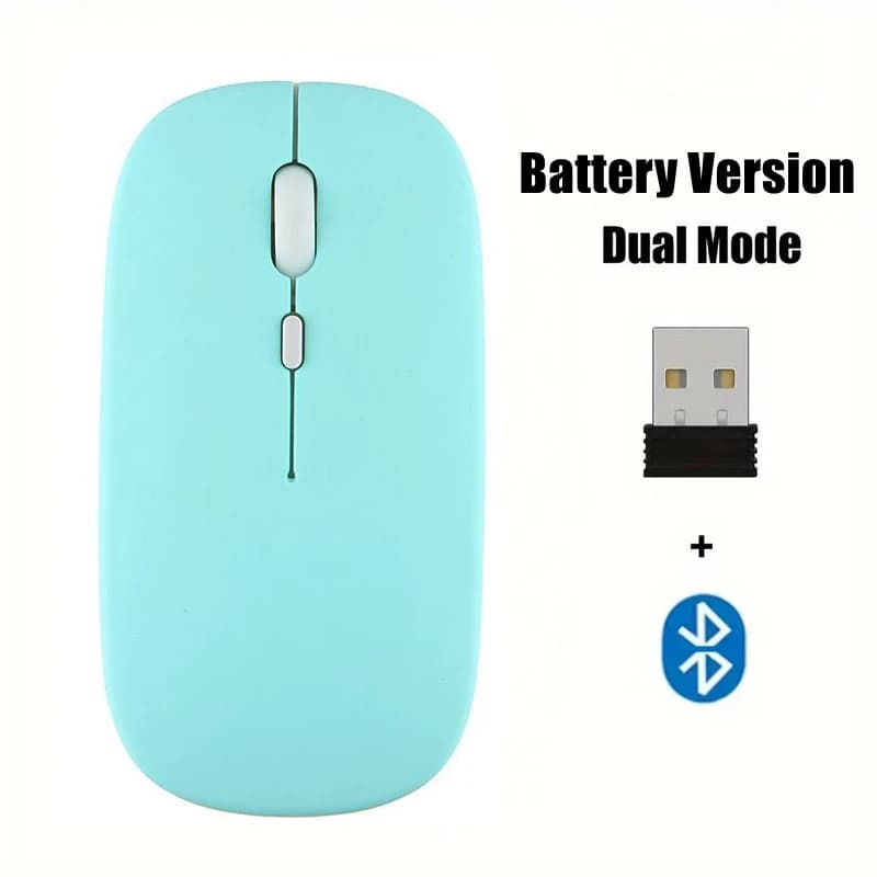 Souris sans fil avec double mode compatible Bluetooth 2.4G, 1600 DPI réglables, clic silencieux, sou