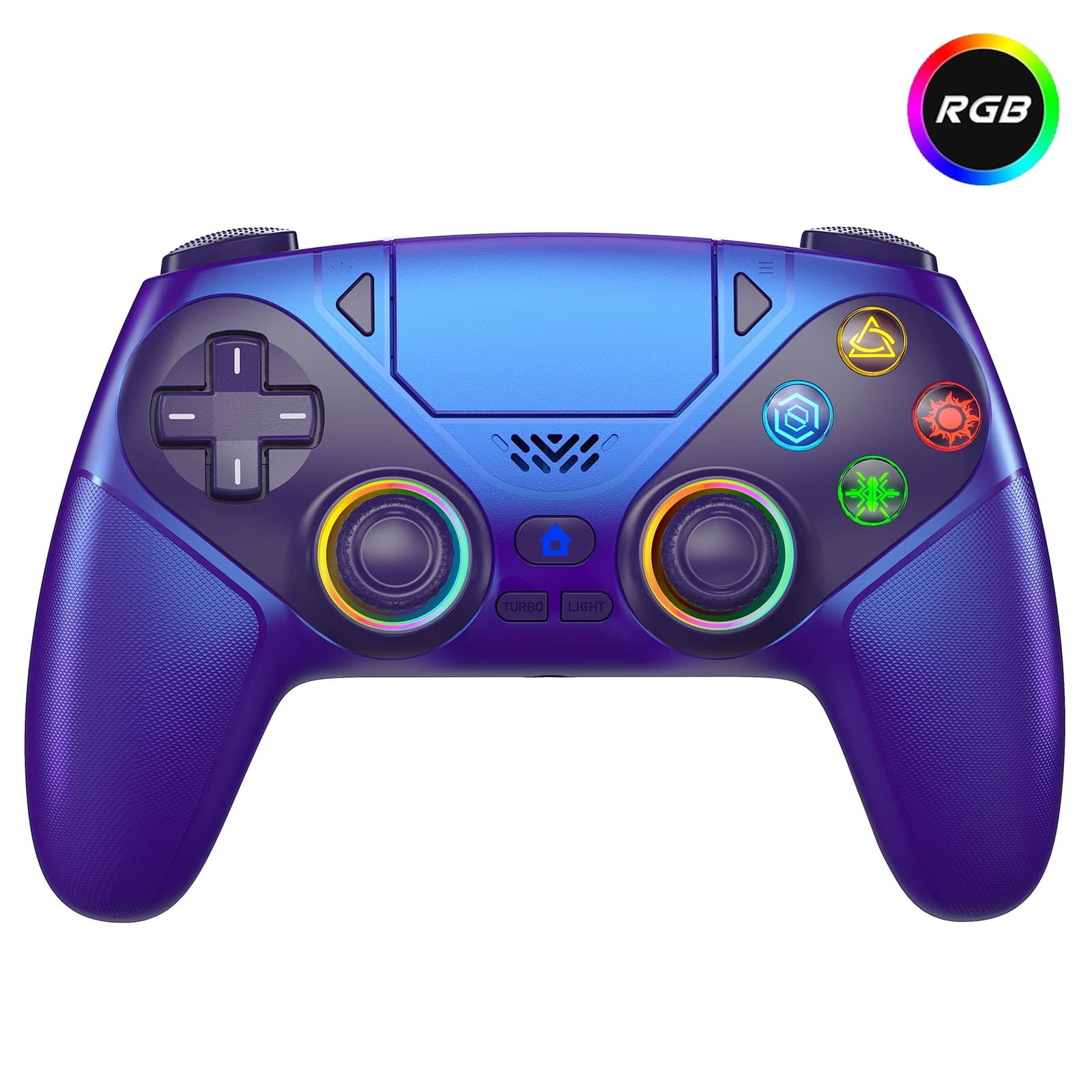 Contrôleur RGB GAMROMBO pour consoles PS5/PS5 Pro/Slim/PC, manettes de jeu sans fil, double vibratio