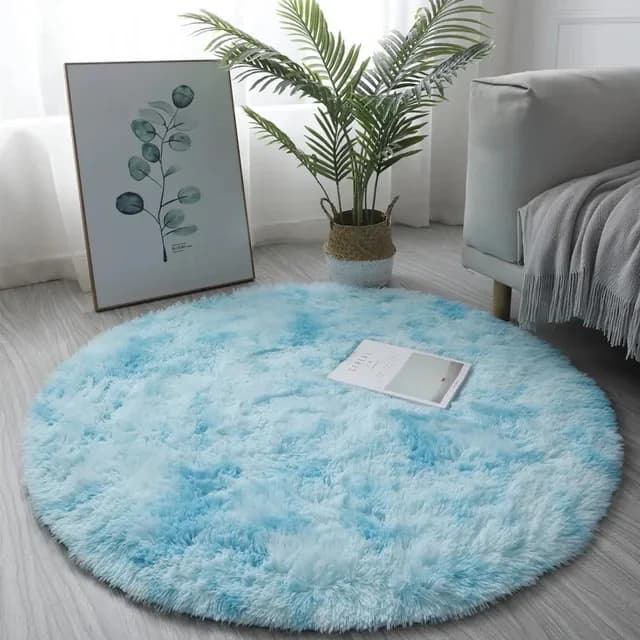 Tapis rond en peluche Super doux, blanc moelleux, pour Salon, décoration de maison, chambre d'enfant